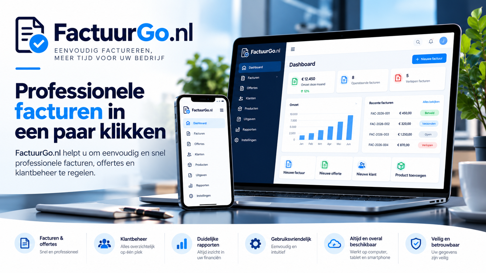 FactuurGo.nl — Eenvoudig factureren, meer tijd voor uw bedrijf